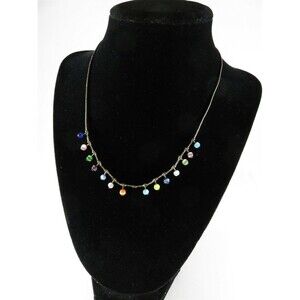 16" TL Sterling Silver Boho Bead & Multicolored Ball Enhancer Choker Necklace